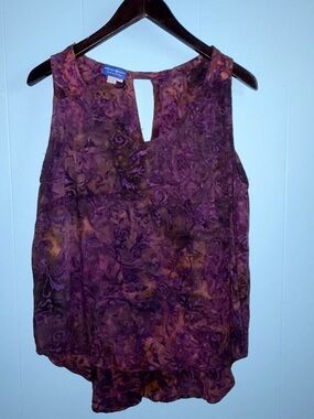 Sleeveless Purple Batik Keyhole Top